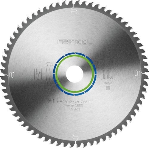 Daire testere bıçağı HW 260x2,4x30 TF68 ALUMINIUM/PLASTICS