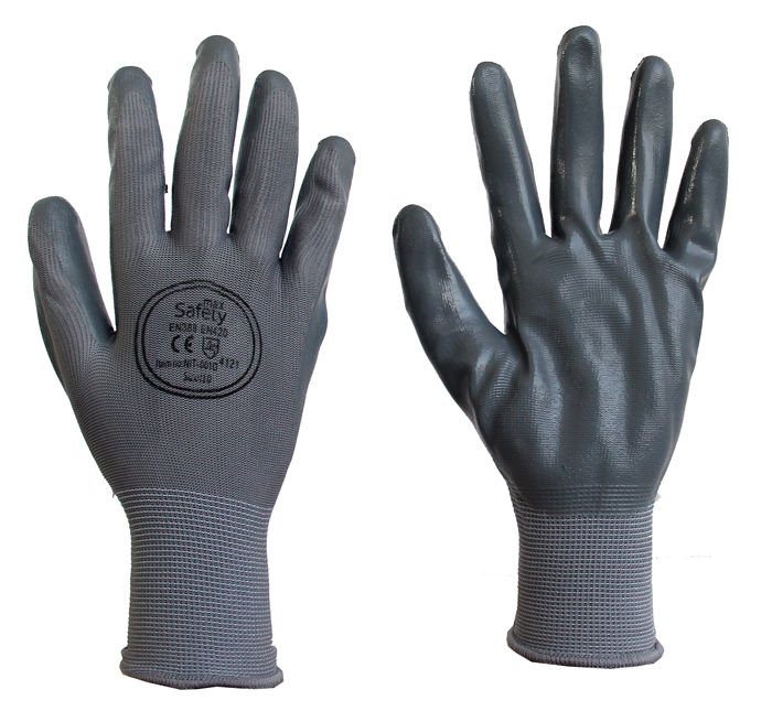 MAXSAFETY NIT-001G NITRILE COATED GLOVES (GRAY)