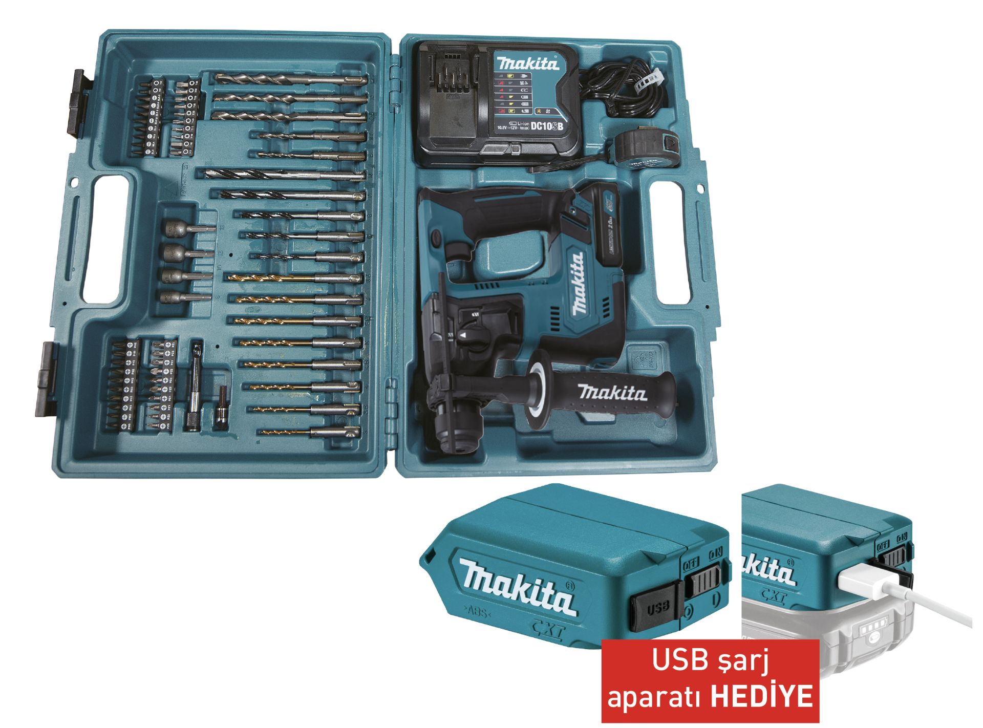 MAKITA HR140DWAE2 AKÜLÜ 65 PARÇA UÇ SETİ