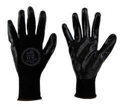 MAXSAFETY NIT-001 NITRILE COATED GLOVES (BLACK)